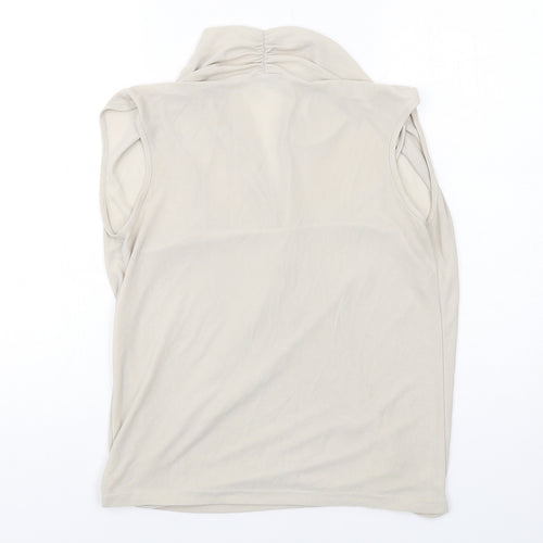 River Island Womens Beige Polyester Basic Blouse Size 12 V-Neck