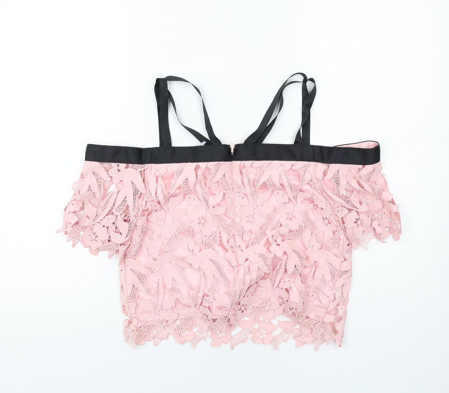 Topshop Womens Pink Polyester Cropped Blouse Size 10 Square Neck
