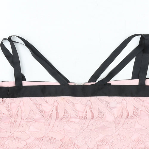 Topshop Womens Pink Polyester Cropped Blouse Size 10 Square Neck