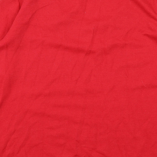 Bonmarché Womens Red Polyester Basic T-Shirt Size 16 Scoop Neck - Embellished Neckline