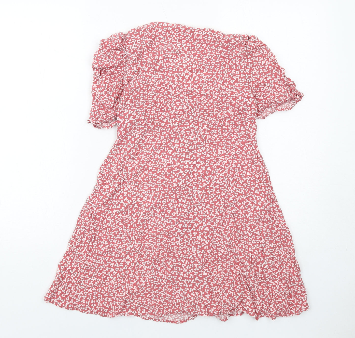 NEXT Girls Pink Geometric Viscose A-Line Size 12 Years Scoop Neck Button