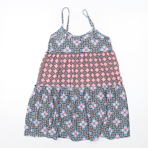 Topshop Womens Multicoloured Geometric Polyester Slip Dress Size 8 Round Neck Pullover