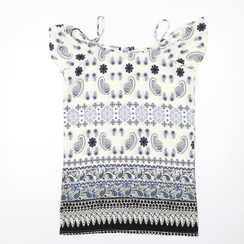 Boohoo Womens Multicoloured Paisley Polyester A-Line Size 10 Round Neck Pullover - Cold shoulder
