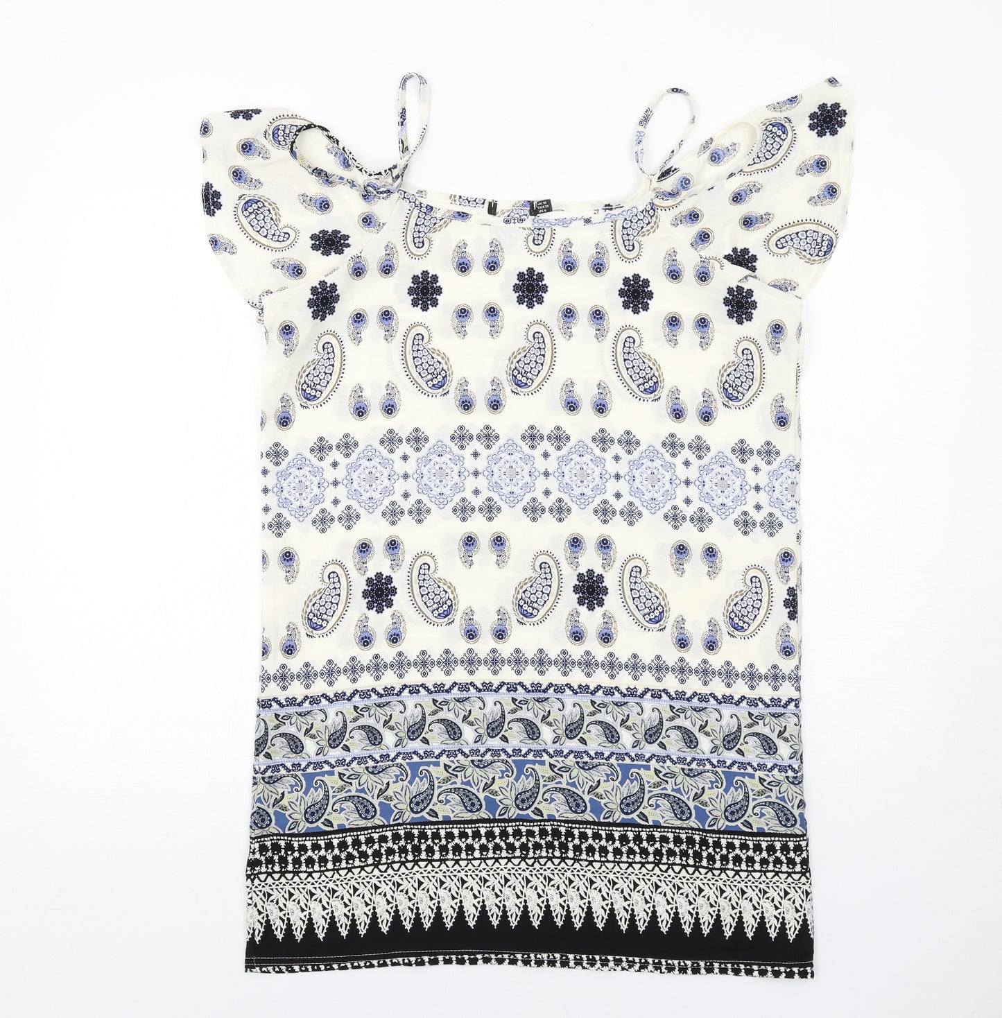 Boohoo Womens Multicoloured Paisley Polyester A-Line Size 10 Round Neck Pullover - Cold shoulder