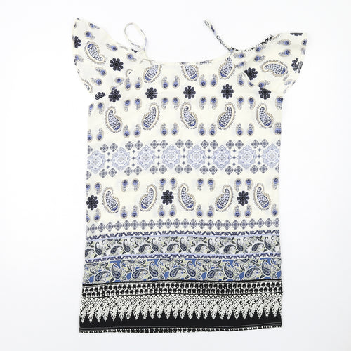 Boohoo Womens Multicoloured Paisley Polyester A-Line Size 10 Round Neck Pullover - Cold shoulder