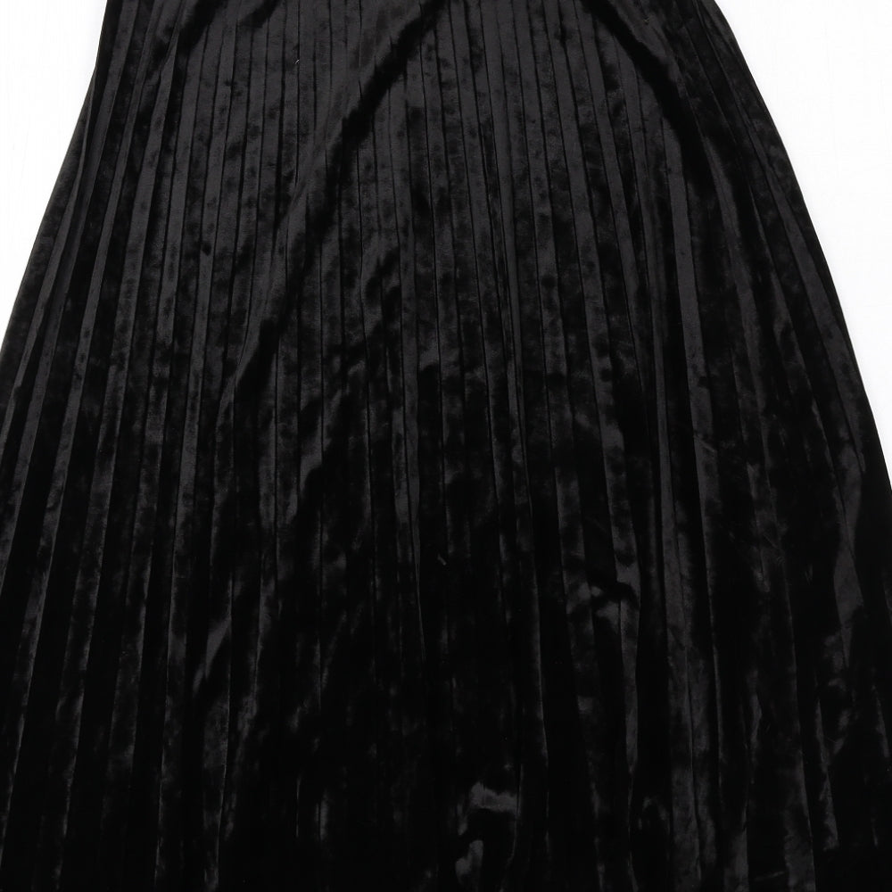 Marks and Spencer Womens Black Polyester Pleated Skirt Size 6