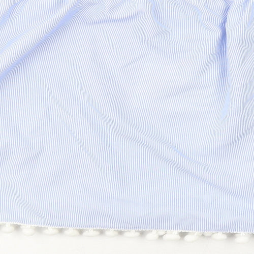 Unique 21 Womens Blue Striped Polyester Cropped Blouse Size 16 Off the Shoulder