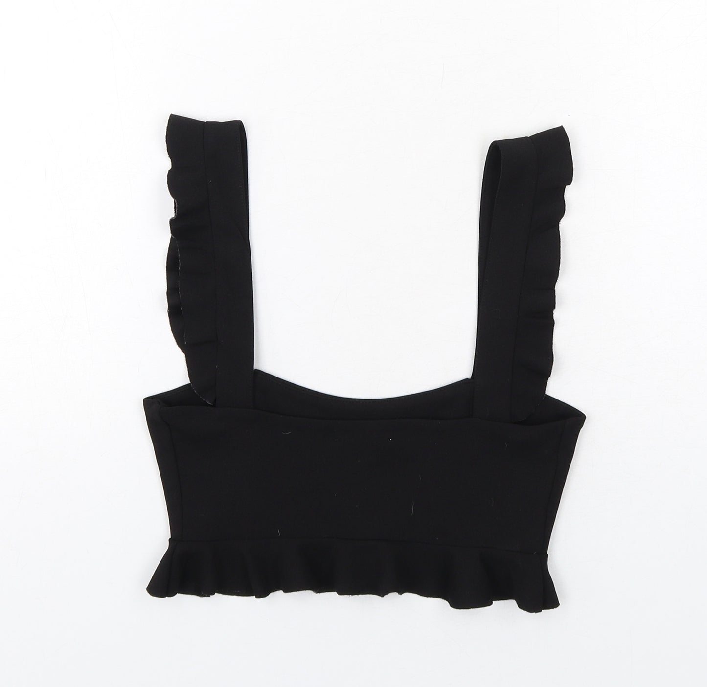 Zara Womens Black Polyester Cropped Tank Size S Square Neck