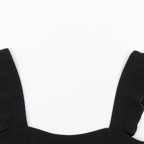 Zara Womens Black Polyester Cropped Tank Size S Square Neck