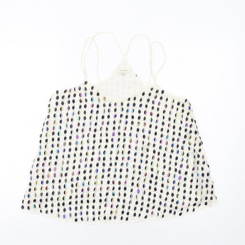 River Island Womens Ivory Polyester Camisole Tank Size 8 V-Neck - Embellished