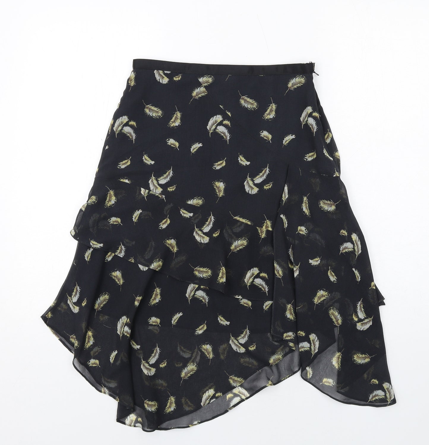 NEXT Womens Blue Geometric Polyester Swing Skirt Size 6 Zip - Feather pattern