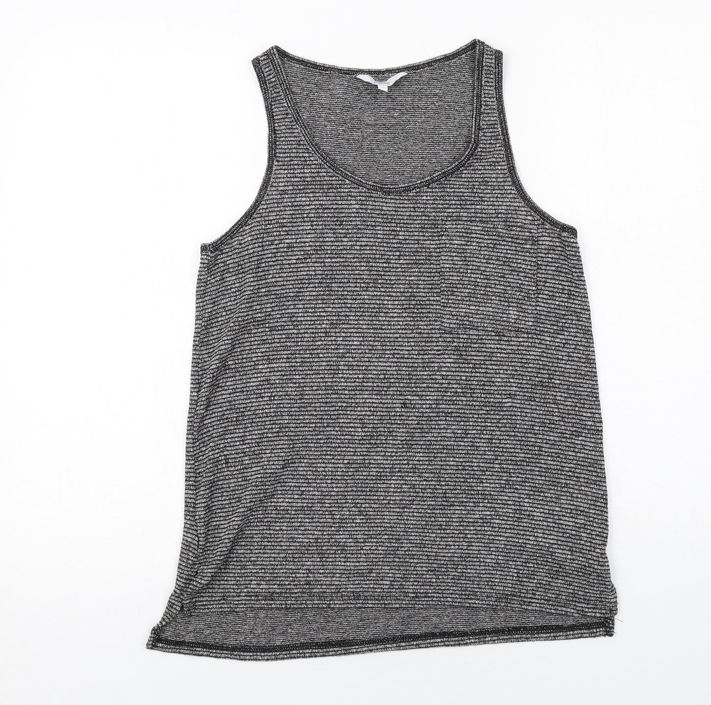 NEXT Womens Grey Striped Polyester Basic Tank Size 10 Round Neck