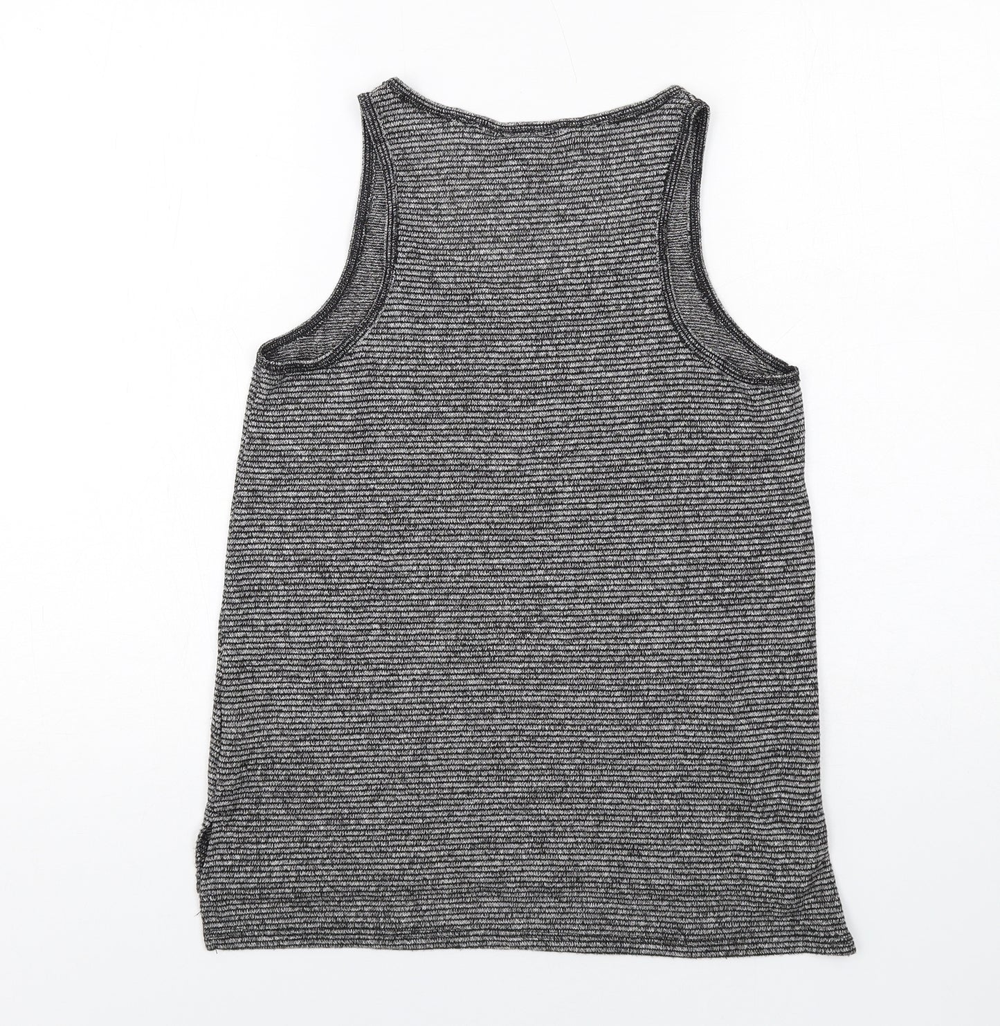 NEXT Womens Grey Striped Polyester Basic Tank Size 10 Round Neck