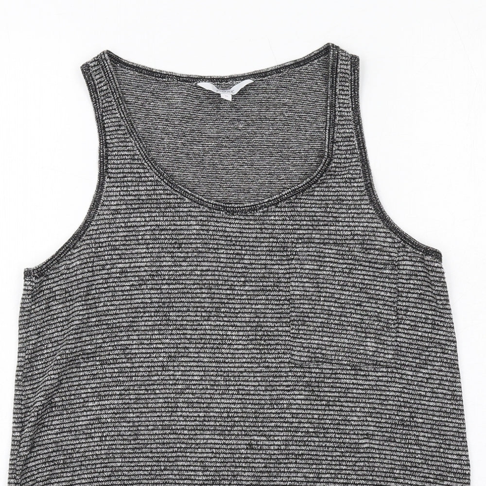 NEXT Womens Grey Striped Polyester Basic Tank Size 10 Round Neck