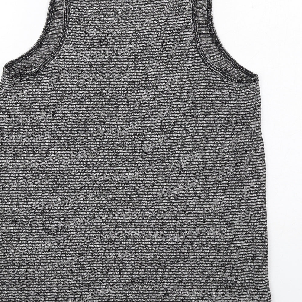 NEXT Womens Grey Striped Polyester Basic Tank Size 10 Round Neck