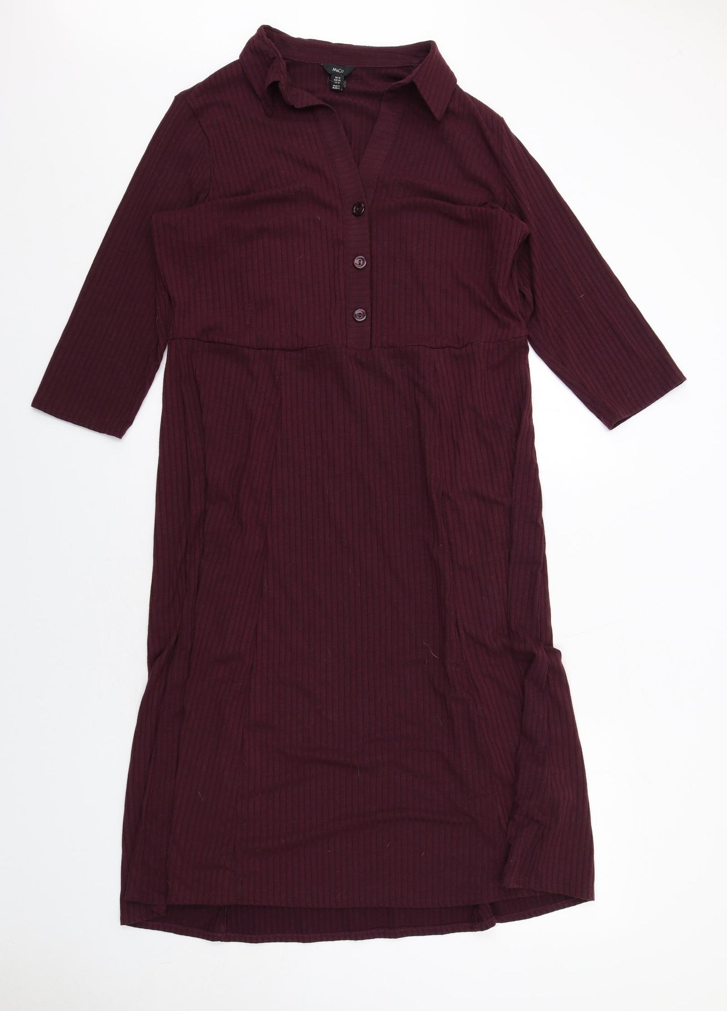 M&Co Womens Purple Striped Polyester Shirt Dress Size 18 Collared Button