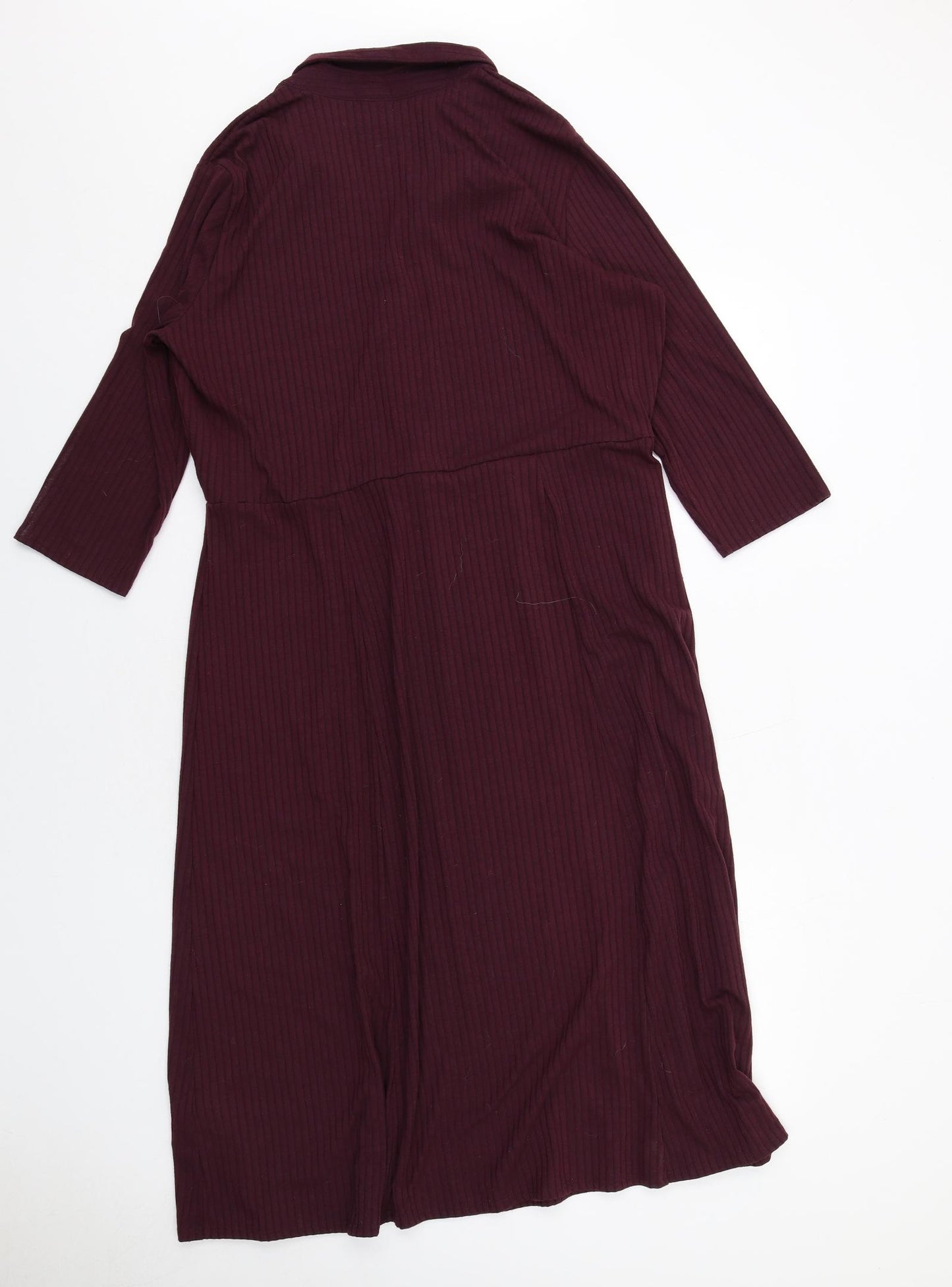 M&Co Womens Purple Striped Polyester Shirt Dress Size 18 Collared Button