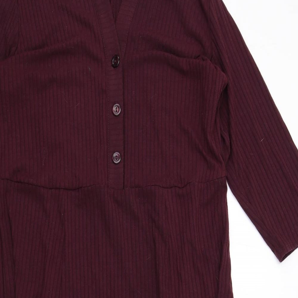 M&Co Womens Purple Striped Polyester Shirt Dress Size 18 Collared Button