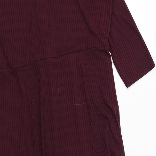M&Co Womens Purple Striped Polyester Shirt Dress Size 18 Collared Button