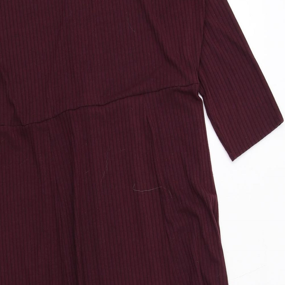 M&Co Womens Purple Striped Polyester Shirt Dress Size 18 Collared Button