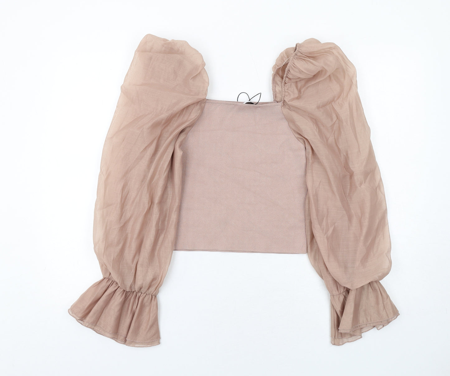 Zara Womens Beige Polyester Cropped Tank Size M Square Neck