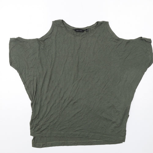 New Look Womens Green Viscose Basic T-Shirt Size 10 Round Neck - Cold Shoulder
