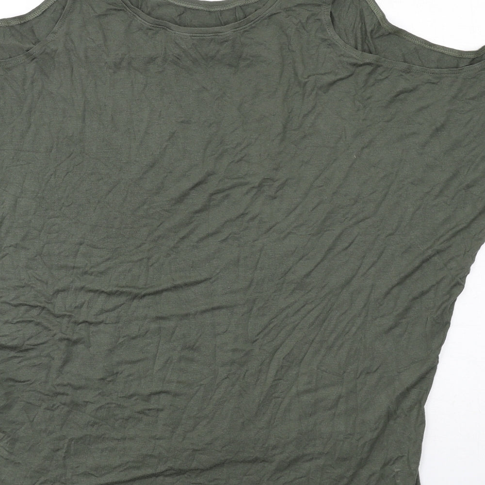 New Look Womens Green Viscose Basic T-Shirt Size 10 Round Neck - Cold Shoulder
