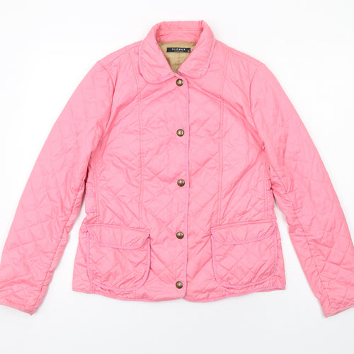 Globus Womens Pink Quilted Jacket Size 12 Snap
