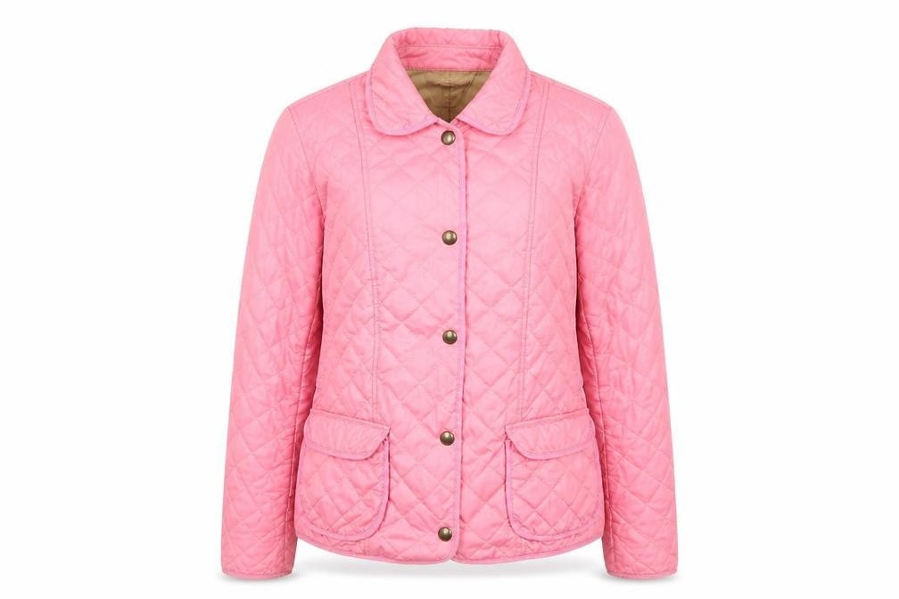 Globus Womens Pink Quilted Jacket Size 12 Snap