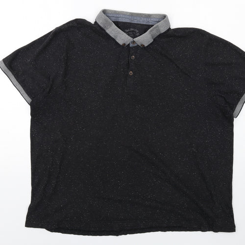 Red Herring Mens Black Polyester Polo Size 2XL Collared Button