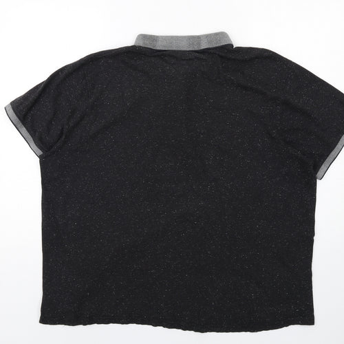 Red Herring Mens Black Polyester Polo Size 2XL Collared Button