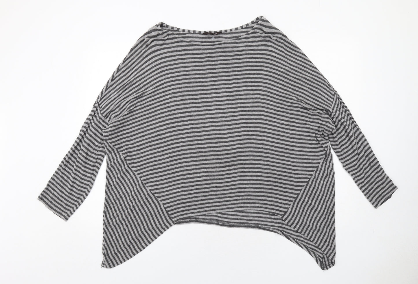 Phase Eight Womens Grey Boat Neck Striped Viscose Pullover Jumper Size 16