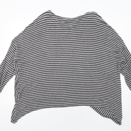 Phase Eight Womens Grey Boat Neck Striped Viscose Pullover Jumper Size 16