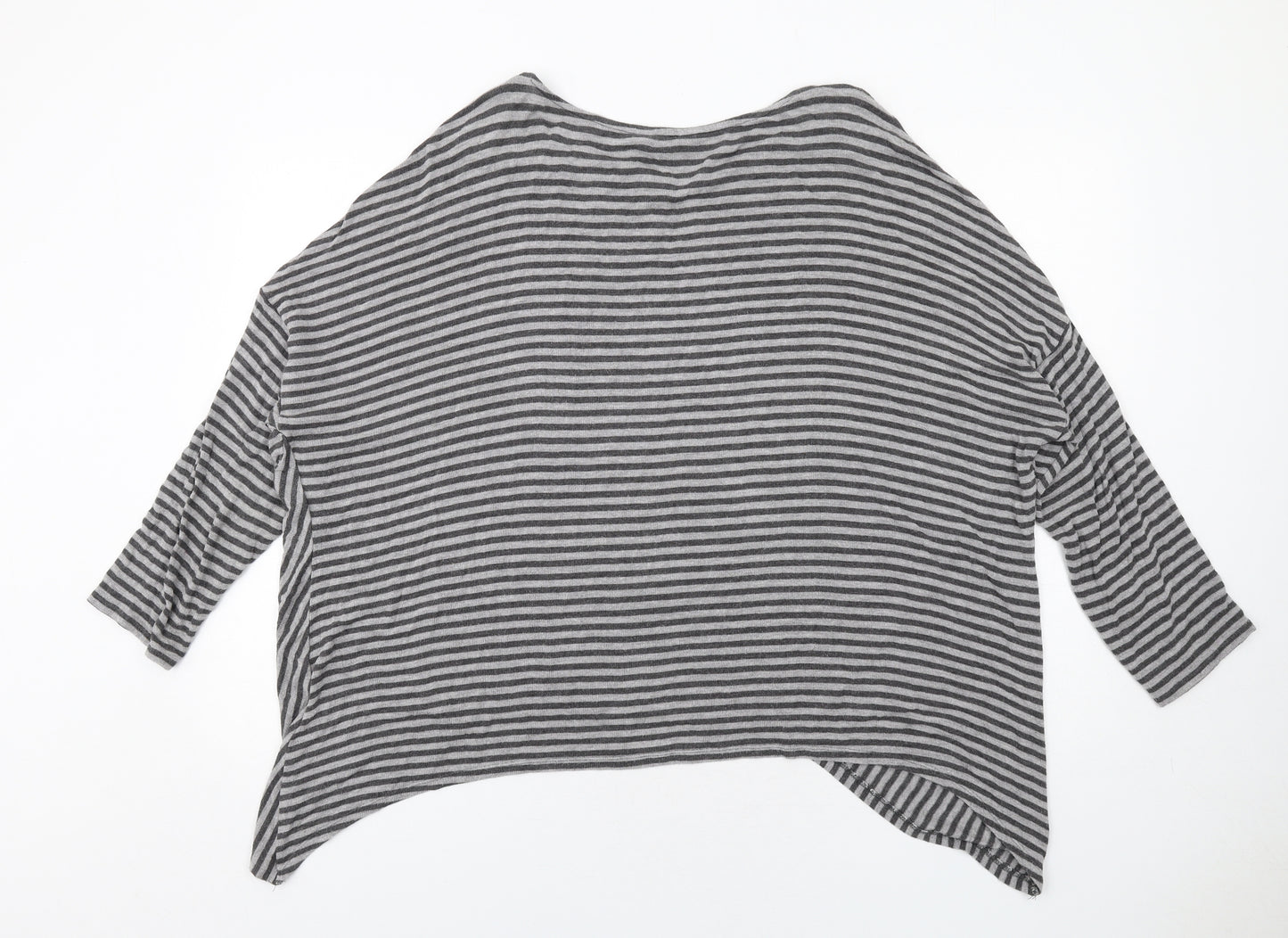 Phase Eight Womens Grey Boat Neck Striped Viscose Pullover Jumper Size 16