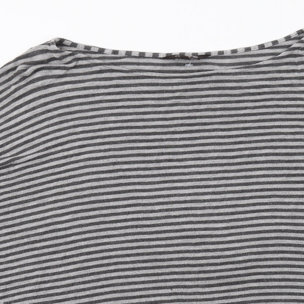Phase Eight Womens Grey Boat Neck Striped Viscose Pullover Jumper Size 16