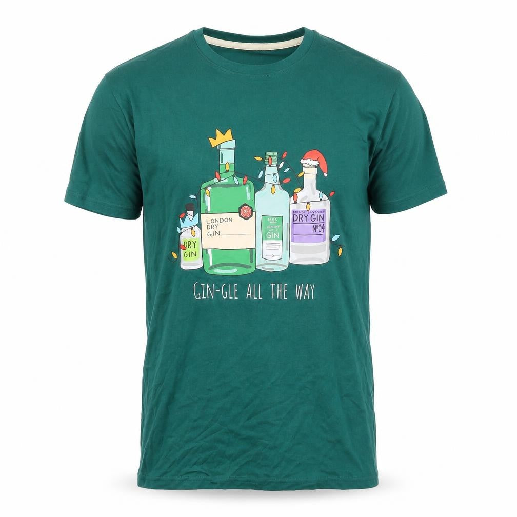 Marks and Spencer Mens Green Cotton T-Shirt Size S Round Neck - Gin-gle All The Way