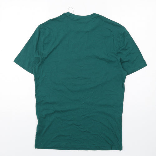 Marks and Spencer Mens Green Cotton T-Shirt Size S Round Neck - Gin-gle All The Way