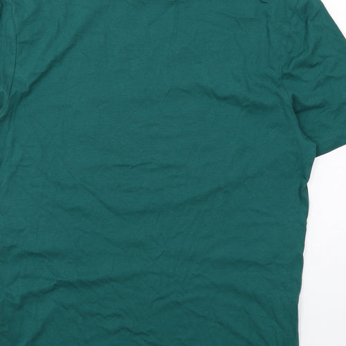 Marks and Spencer Mens Green Cotton T-Shirt Size S Round Neck - Gin-gle All The Way
