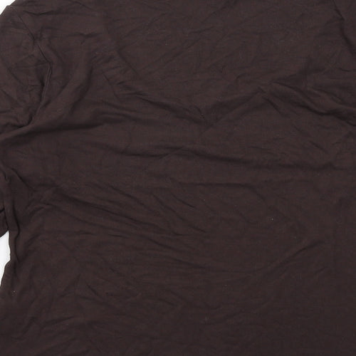 Per Una Womens Brown Viscose Basic T-Shirt Size 14 Scoop Neck - Neckline Detail