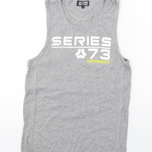 SEVENTYTHREE Mens Grey Cotton T-Shirt Size S Round Neck