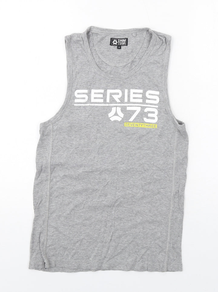 SEVENTYTHREE Mens Grey Cotton T-Shirt Size S Round Neck