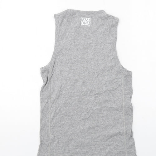 SEVENTYTHREE Mens Grey Cotton T-Shirt Size S Round Neck