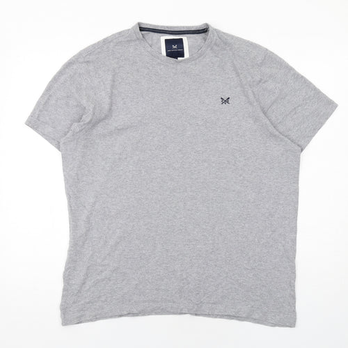 Crew Clothing Mens Grey Cotton T-Shirt Size L Round Neck