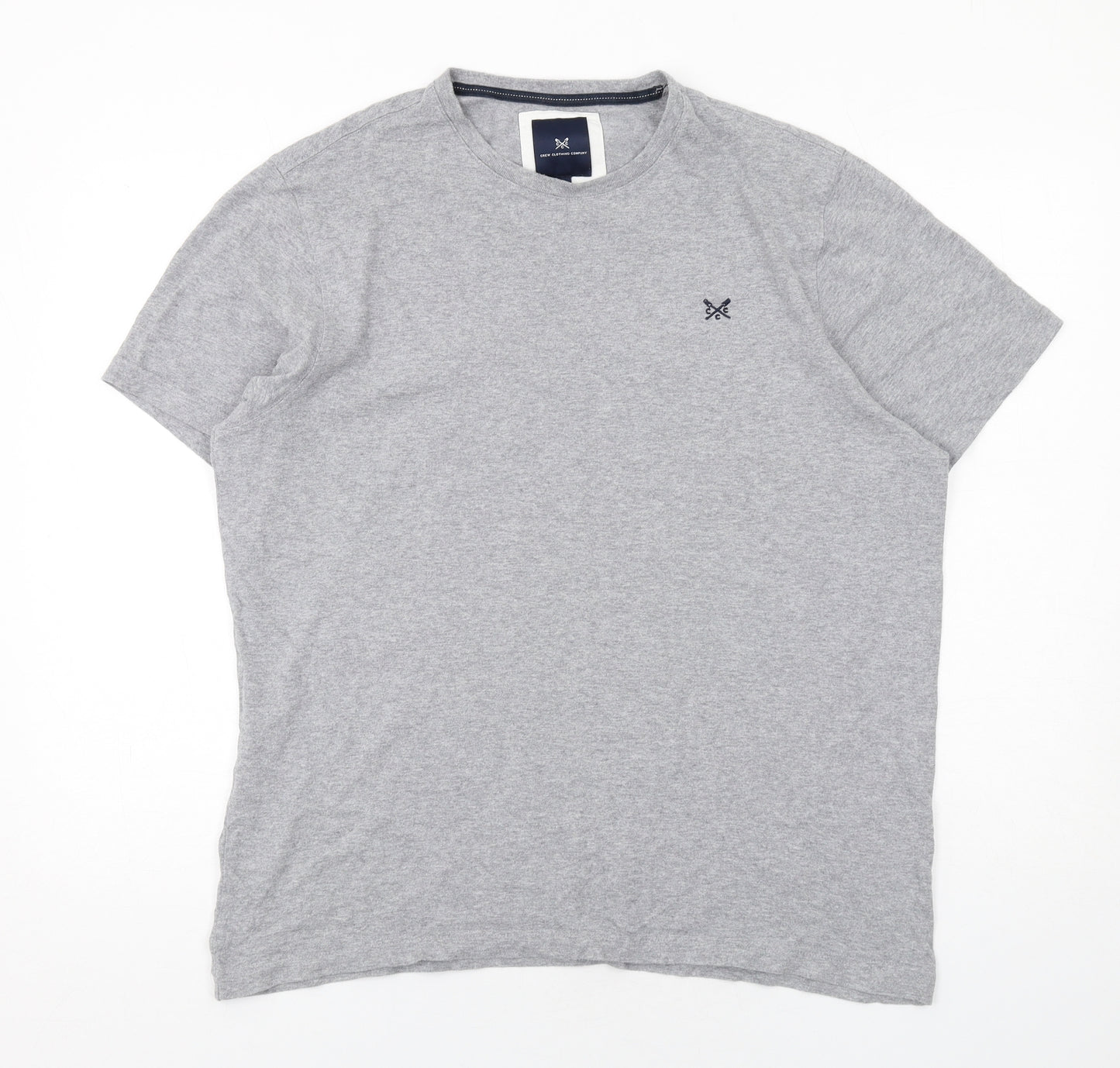Crew Clothing Mens Grey Cotton T-Shirt Size L Round Neck