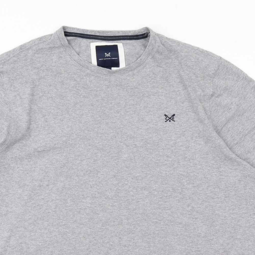 Crew Clothing Mens Grey Cotton T-Shirt Size L Round Neck