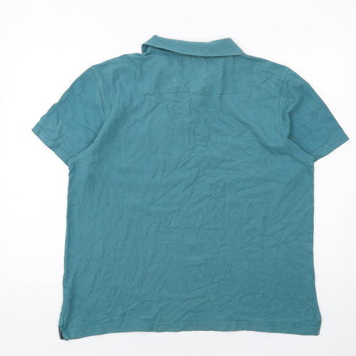 Maine Mens Blue Cotton Polo Size L Collared Button