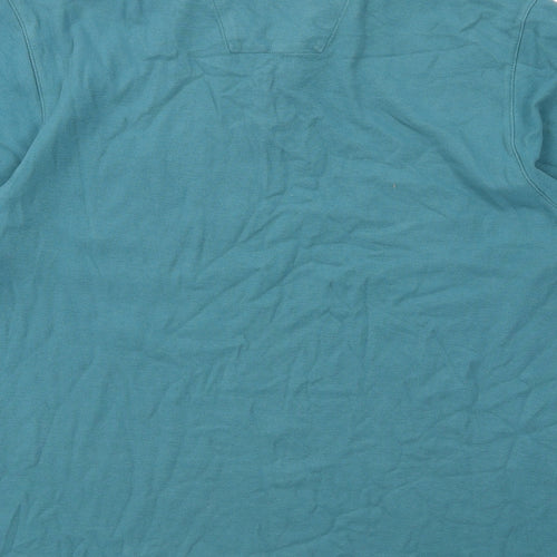 Maine Mens Blue Cotton Polo Size L Collared Button