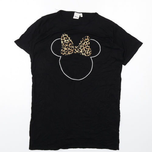 Disney Womens Black Viscose Basic T-Shirt Size 8 Crew Neck - Minnie Mouse