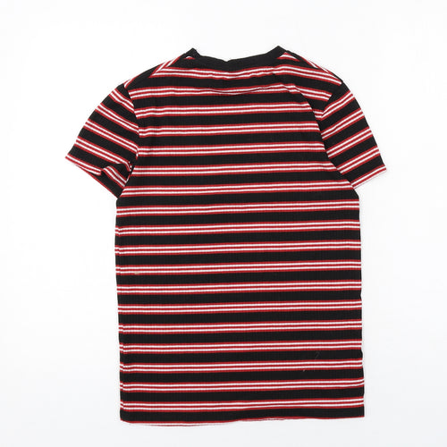 Disney Womens Black Striped Polyester Basic T-Shirt Size XS Crew Neck - Minnie Mouse