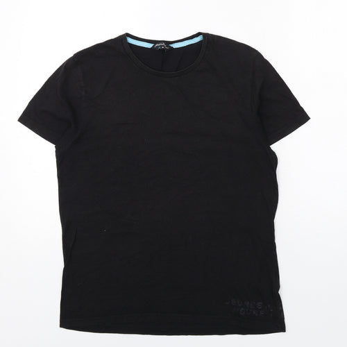 River Island Mens Black Cotton T-Shirt Size M Round Neck